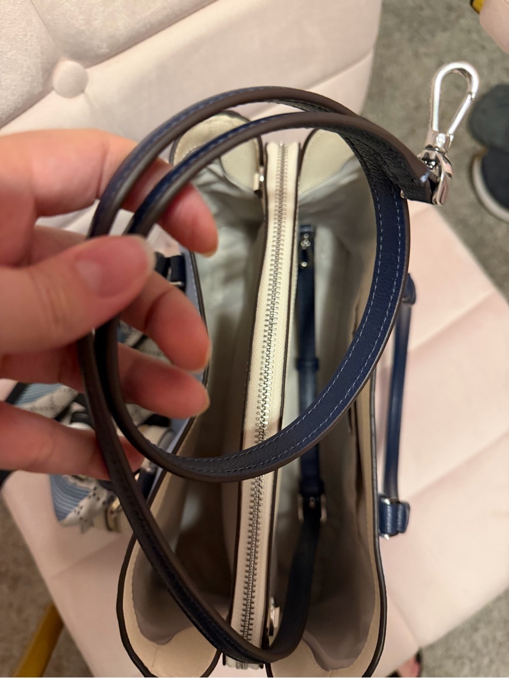 kate spade Pale Blue Leather Satchel with Floral Charm - Picture 5 of 7